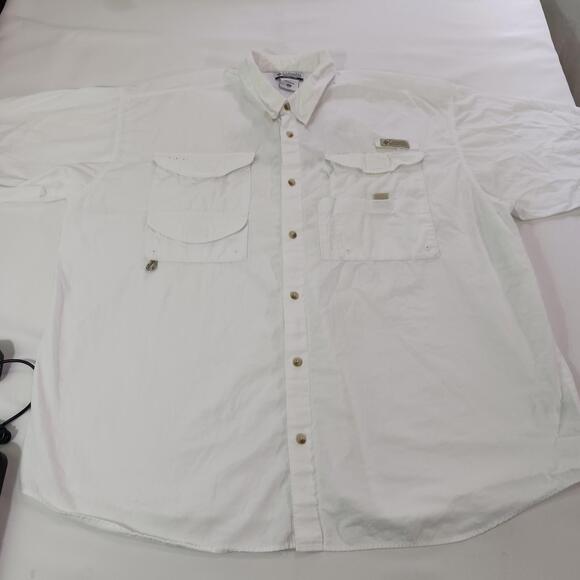 Columbia Sportswear FM7231 Men's White Cotton Vented Short Sleeve Shirt Size 2XL - Picture 1 of 16
